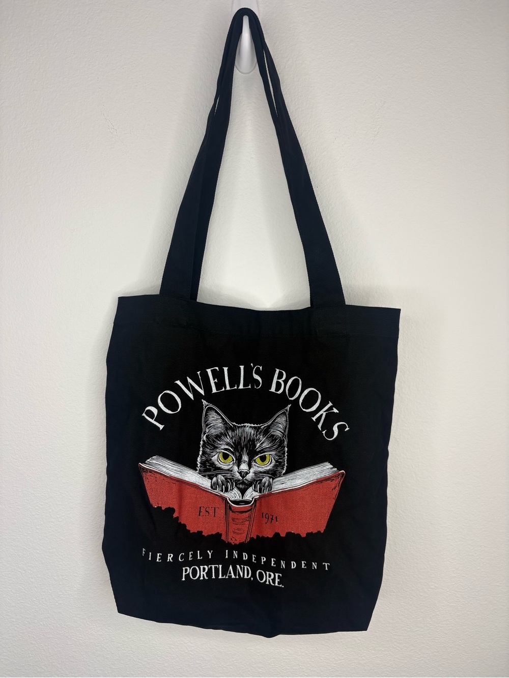 Powell’s Books Cat with Open Book Canvas Tote